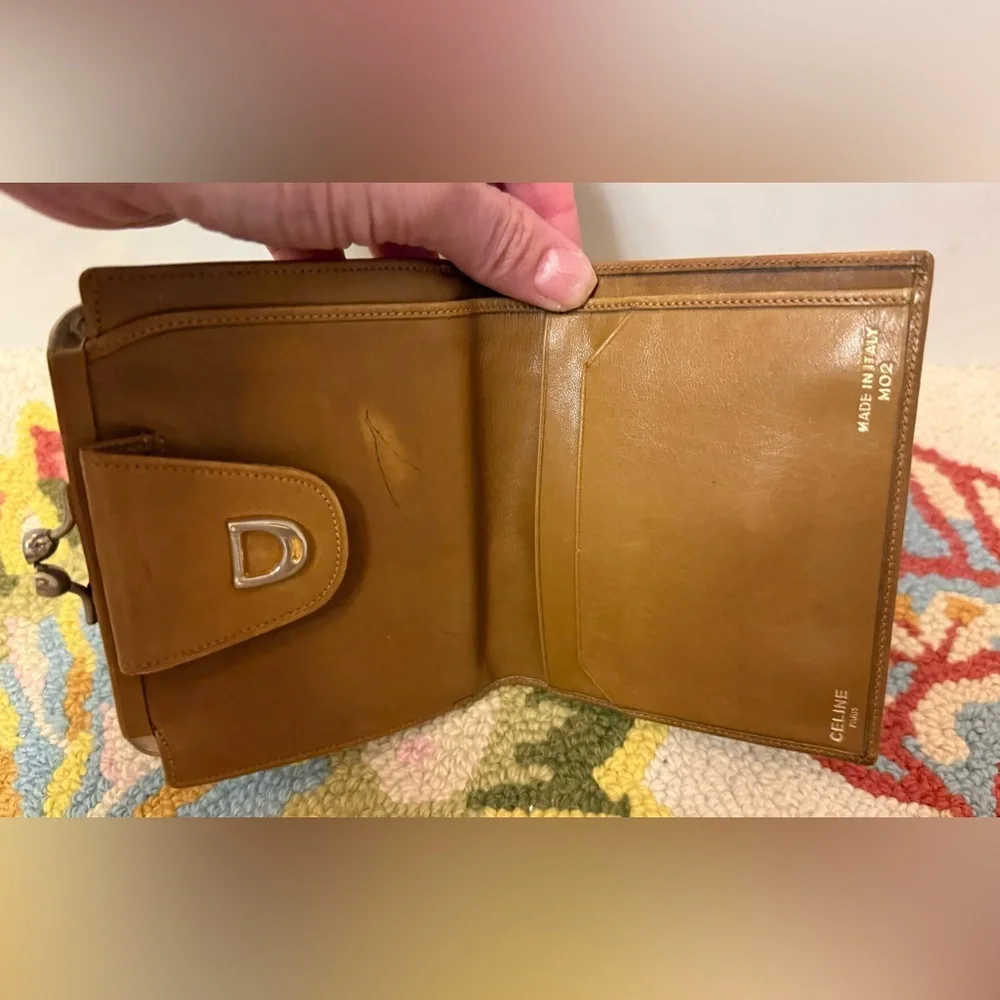 CELINE Unisex Vintage Classic Horse Carriage & Macadam Brown PVC Kiss Lock - Picture 15 of 16